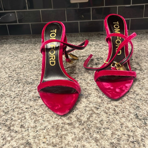 Tom Ford Shoes - Tom Ford Padlock Velvet Sandals - Fuchsia Size 40